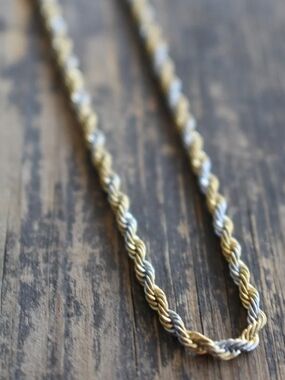 NWOT Two-Tone Stainless Gold & Silver Twisted Necklace - Women Jewelry